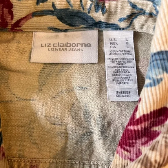 Vintage Lizwear Jeans Floral Corduroy Jacket by Liz Claiborne - Picture 9 of 15